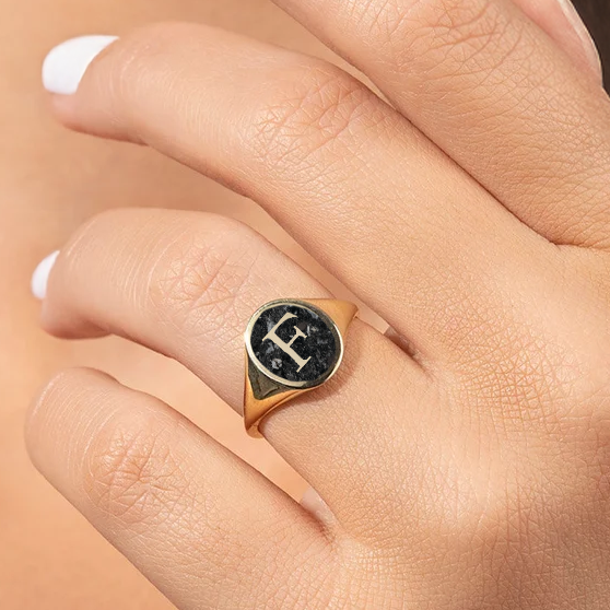 Memorial Ring Signet Letter